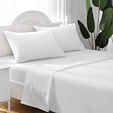 4-Piece Sheet Set for 135 x 190 cm Beds, 100% Polyester, White | Fitted sheet 135 x 190 + 25 cm, top sheet 210 x 260 cm and t