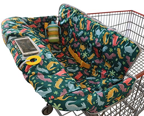 Shopping Trolley Cover for Baby or Toddler - 2-in-1 Highchair Cover - Compact Universal Fit - Modern Unisex Design for Boy or Girl - Includes Carry Bag - Machine Washable - Fits Restaurant High Chair