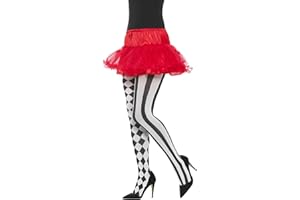 SMIFFY'S Smiffys Medias de arlequín, blanco y negro Halloween