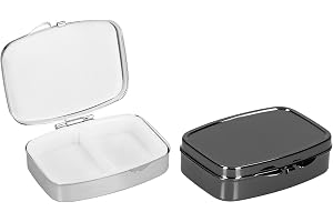 kwmobile Pillerask med 2 fack, set med 2 x pillerbehållare i rostfritt stål, organisatör för tabletter och piller, silver