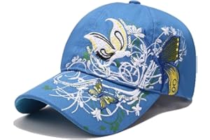 PACDE Butterfly Full Embroidered Women Baseball Cap Fashion Sequins Adjustable Strap Cotton Women Hats Sunlight Bowler Hat Ladies Baseball Cap