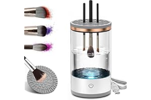 HONGECB Limpiador de Brochas de Maquillaje Eléctrico 3 en 1 – Limpia, Seca y Almacena 6 Brochas con Vibración Sónica, Limpiador Brochas Portátil USB para una Limpieza Profunda en 30s