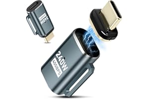 Quevati 2 Pack USB C Magnet Adapter, 24Pin USB4 Stecker zu Buchsen Adapter 240W 48V/5A, 8k@60Hz Videoübertragung, 40 Gbps Datenübertragung, Grau-grün