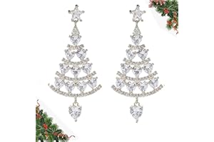 LYPER Christmas Tree Clear Crystal Dangle Drop Earrings for Women Girls, Exquisite Pendant Earrings Fashion Jewelry Gifts for Xmas Holiday Earrings Christmas Jewelry Gifts