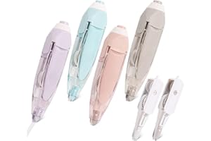 XREE 4 Pcs Rubans Correcteurs, 6m x 5mm Ruban de Correction Souris Correcteur Blanc avec 2 Rechargeables pour École Bureau Maison (Coloré)