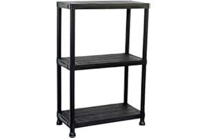 Oypla 3 Tier Black Plastic Heavy Duty Shelving Racking Storage Unit