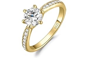 JewelryPalace Solitario Anillo Mujer Plata Oro 14k Oro Rosa, Anillo de Compromiso Media Eternidad Diamante Simulado, Anillo Promesa Niña Clásico con Piedra Corte Redonda, Conjunto Joyas para Novia