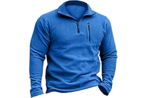 AUMELR Mens Sweatshirts Micro Fleece Tops Half Zip Jumper Polo Neck Jumpers Fleece Jacket Sweater