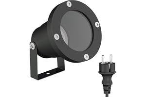 ledscom.de Trädgårdsspotlight DUK för utomhusbruk, IP65, plugg, svart, 1x GU10 max. 15W