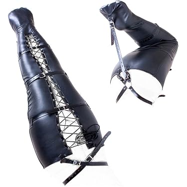 Reggiseno A Corsetto In Similpelle Nero, Girocollo, Con Catene E Cinturini Regolabili - Taglia Unica