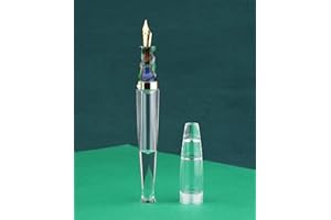 erofa Majohn S5 - Penna stilografica in acrilico trasparente trasparente, punta fine + due pennini aggiuntivi (pennino largo e piegato) contagocce