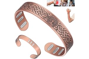 Vicmag Copper Magnetic Bracelet for Men 9X Powerful Magnets(Each 5000 Gauss), 99.99% Pure Copper(Axe Life Tree)