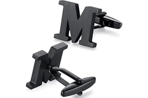 HONEY BEAR 1 Paar Herren Edelstahl Manschettenknöpfe Hochzeit Cufflinks Manschettenknopf Silber Buchstabe,MEHRWEG