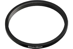 vhbw Step-Down-Ring Adapter von 62 mm auf 58 mm für Kamera Objektiv - Filteradapter, Metall, Schwarz