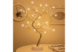 Gresonic Tabletop Bonsai Tree Light with 108 LED Copper Wire String Lights, DIY Artificial Tree Lamp for Bedroom Desktop Christmas Party Indoor Decoration Lights (Silver Tree with leaf)