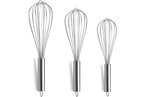Berglander Paquet de 3 fouets en acier inoxydable 8 ", 10", 12 ", fouet en fil, ensemble fouet de cuisine (paquet de 3)
