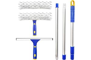 ITTAHO Raclette pour Le Nettoyage des vitres, raclette de 30cm et raclette en Microfibre de 28cm avec Manche en Acier Inoxydable, raclette Extensible pour vitres de Voiture - 2 tampons