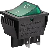 CABLEPELADO &ndash; DPST 4 Pin Rocker Switch | 4 Terminal Switch | 16A 250VAC | Green Light