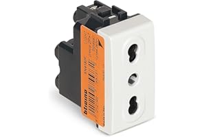 BTICINO SN4180F Presa Bipasso Livinglight, Presa Elettrica da Muro Standard Italiano 10/16A, Alveoli Protetti, 1 Modulo, Colore Bianco, Made in Italy