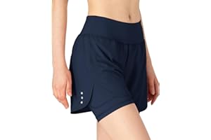 donhobo Damskie spodenki sportowe na lato 2 w 1 krótkie spodnie, szybkoschnące spodenki do biegania, fitnessu, jogi, joggingu, treningu, sportowe spodnie