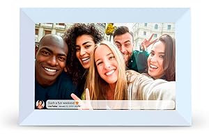 PRIXTON Marco de Fotos Digital Prado, Pantalla Táctil 10,1 Pulgadas con WiFi, Resolución HD 1280x800, RAM 1 GB / 16 GB, Altavoces 2 W, App móvil, Entrada USB y Tarjeta SD, Color Blanco