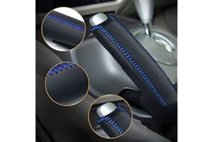 SUNBREATH Compatible with Genuine Leather Hand-Stitched Handbrake Cover Interior Accessories Protective Cover Decoration for Honda Civic 2006 2007 2008 2009 2010 2011