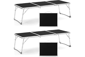 Namalu 2 Pezzi Tavolo da Campeggio Pieghevole Tavolo da Picnic Portatile da 37,8 x 16,5 x 10,8 Pollici Tavolo Pieghevole in Alluminio Leggero da 3 Pieghe con Maniglia per Barbecue all'Aperto