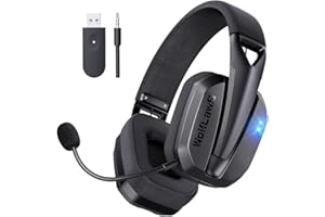 WolfLawS TA3000 Kabelloses Gaming Headset für PC, PS5, PS4, Switch, Mac, Bluetooth USB Over Ear Kopfhörer mit abnehmbaren und eingebauten Mikrofon, Geräuschisolierung, Gewicht