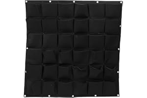 TYENAZA Sac de Culture, 36 Poches de Sac à Plantes Mural, Jardinière Murale Verticale, Culture de Plantation en Plein air verticaux, Jardin de Mur Pousser des Sacs en Feutre, pour Balcon, Patio(Noir)