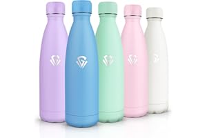 HoneyHolly Borraccia Termica, Senza BPA, Borraccia Bambini, 500ML Acciaio Inossidabile 18/8, Bottiglia Termica A Prova di Perdite, Borraccia Acciaio Inox per Scuola, Ufficio e Attività All'aperto