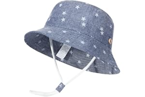 GEMVIE Niños Gorra Pescador de Bebé Sol Protección Algódon Unisexo Gorro Ajustable Plegable Estapado Estrella Verano UV Hat Niña