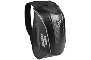 Currentiz Sac à Dos de Moto pour Homme - Étanche - en Fibre de Carbone - pour Moto - avec Une Grande capacité - pour Moto - Sac à Dos Noir