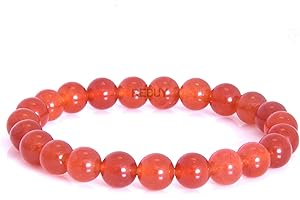 REBUY Certified Red Carnelian Bracelet (8mm Beads) - Powerful Gemstone for Confidence & Energy Charged Energized Bracelets for Both Men & Women