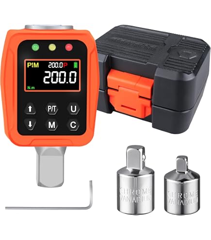 ThreeH 1/2" Drive Digital Torque Adapter – 1.5 To 147.6 Ft-lbs With LED & Buzzer Alerts, Includes 3/8" & 1/4" Adapters