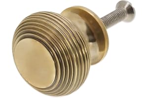 Infinity Decor Vintage Style Aged Brass Beehive Reeded Cupboard Knob 40mm – Solid Brass Interior Knob Ideal for Furniture Wardrobe Cabinet Pull Handle