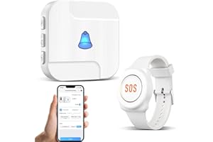 ChunHee Personal Alarms for Elderly - Personal Alarm Watch for Elderly/Patient Linked to Phone No Distance Limit that Only Supports 2.4GHz Wi-Fi with 1 UK Plug Receiver