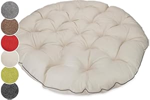 Sunnypillow Coussin pour Fauteuil Papasan - Rond diamètre 120 cm épaisseur 15 cm - Résistant aux UV, imperméable, extérieur/intérieur - Coussin de Sol pour Meubles de Jardin - Crème