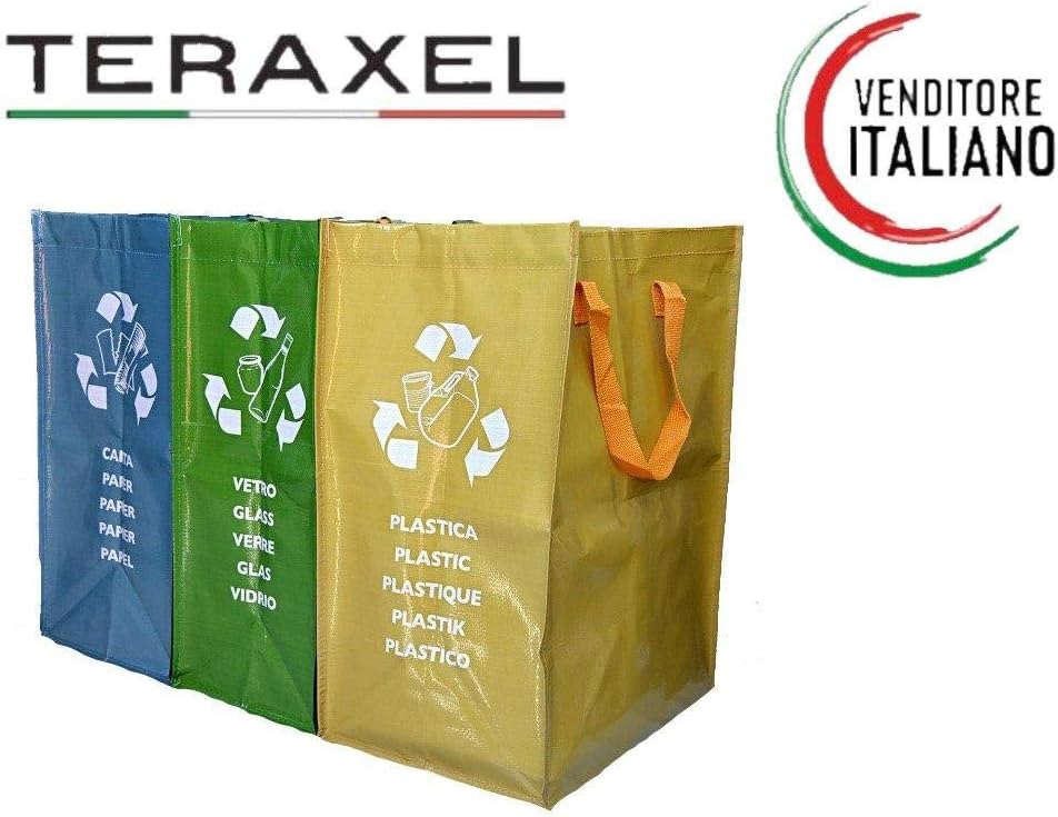 Teraxel Bags for Collecting Differentiated from Indoor Outdoor Colored Bins Buckets Garbage Containers Paper Glass Plastic Home Kitchen Ecobags