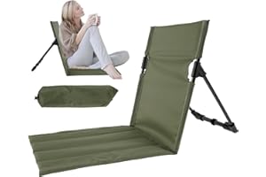 JOKAPY Lightweight Beach Floor Chair,Folding Beach Chair Reclining with Backrest Low Camping Seat Waterproof,Garden Beach Chair Mat 600D Oxford Fabric Sun Lounger Beach Mat Outdoor Hiking Picnics (Green)