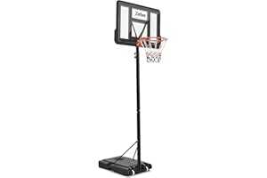 ZELUS Basketball Hoop Outdoor, 3.05 m Height Adjustable Basketball Hoop System with 46 cm Standard Rim, 110 cm Backboard & Weight Bag, Portable Basketball Hoop for Backyard Driveway Poolside