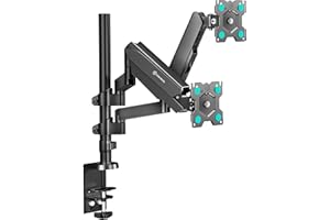 ONKRON Support Ecran PC 2 Ecran de 13" - 32" Poids de 8 kg Chacun, Bras d'Écran Double avec VESA 75x75 & 100x100 - Support Moniteur Bureau, Plein Mouvement G140-B Noir