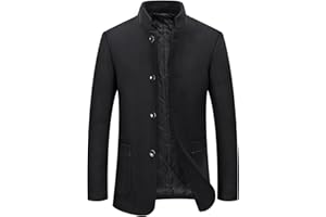 KTWOLEN Męski wełniany płaszcz ze stójką krótki trencz zimowy płaszcz na co dzień kurtka slim fit płaszcz wiatroszczelny płaszcz grochowy