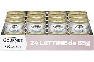 Purina Gourmet Diamant Cibo Umido per Gatti Adulti Fiocchi di Tonno Naturale in Salsa, 24 Lattine da 85g