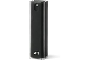 am Spray Limpiador de Pantallas, Recargable y Microfibra Alrededor, para Pantallas de Coches, Computadoras, Teléfonos, iPads, Laptops y Bordo, Pack de 1 y 3 (Negro, Single)
