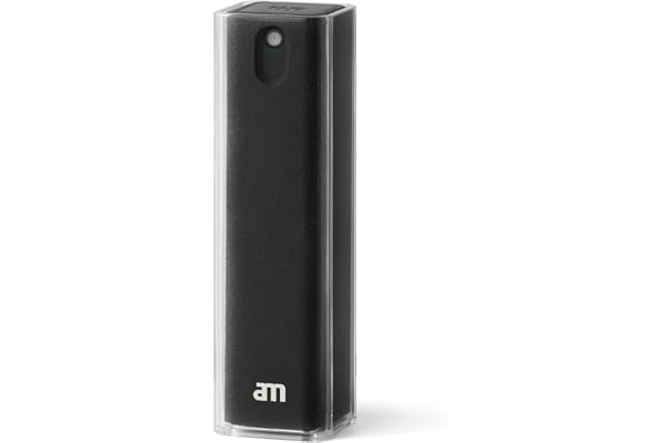 am Nettoyant Écran Portable 2 en 1 Chiffon Microfibre - 10,5 ml - Kit Nettoyage Voiture Pour Smartphones, Lunettes, Tablettes, Écrans TV et Ordinateur, Noir, 1 Pack
