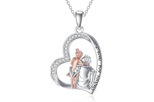 enjoylifecreative Collier Fille de Papa Mlaman en Argent Sterling Père Fille Cadeaux, Coeur Amour Pendentif Bijoux pour Fille