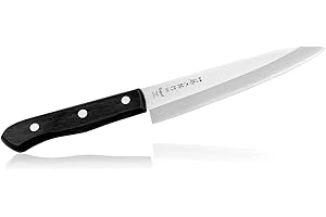 Tojiro Western Knife - Couteau japonais de cuisine, avec lame en acier carbone VG10 3 couches très aiguisée, manche en bois écologique, provenant du Japon Multiuso 135 mm