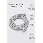 Ahlez Gri Silikon Duş Hortumu 150 cm - Esnek, Kırılmaz ve Dayanıklı Banyo Hortumu