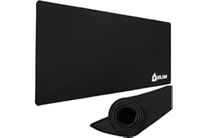 ‎KLIM KLIM Podkładka pod mysz XXL, rozszerzona powierzchnia, bardzo duża podkładka pod mysz dla graczy, antypoślizgowa gumowa podkładka, bardzo precyzyjna teksturowana powierzchnia, 900 x 400 x 4 mm, czarna