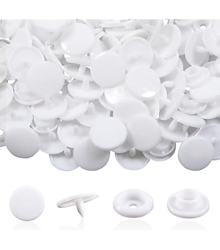 100 Sets De Boutons Pressions Plastique T5 - Blanc - Pour Couture DIY Et Projets Créatifs
